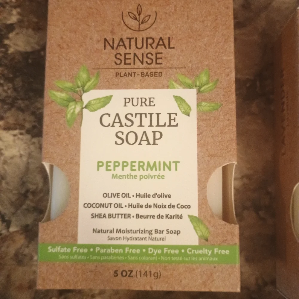 Natural castile soap bundle of three peppermint lavender almond. Sulfate-free 3